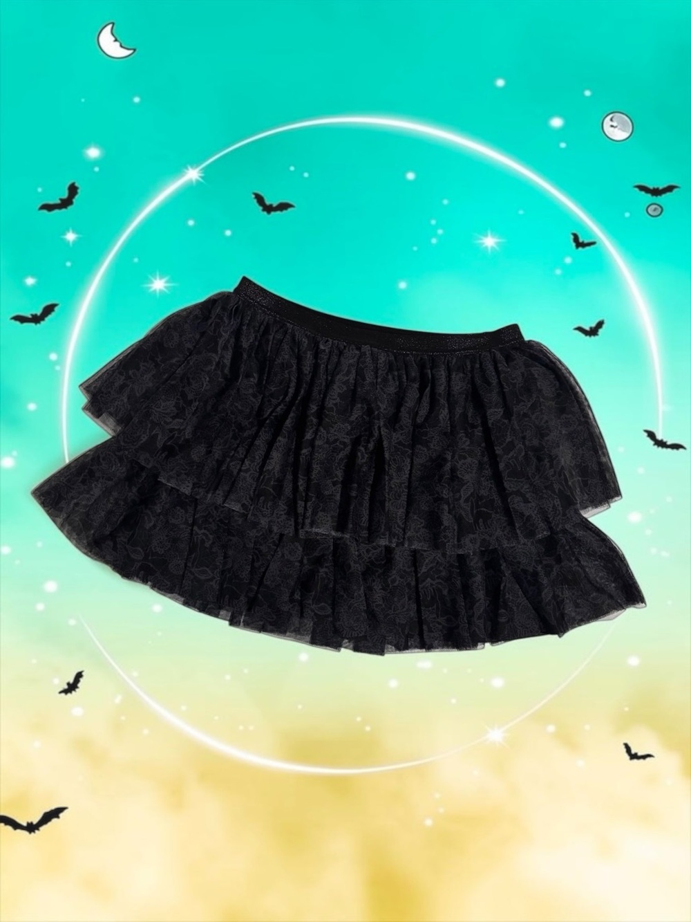 NWT Way to Celebrate Black Spiderweb Lace Halloween Tutu Skirt Girls (XL 14–16)